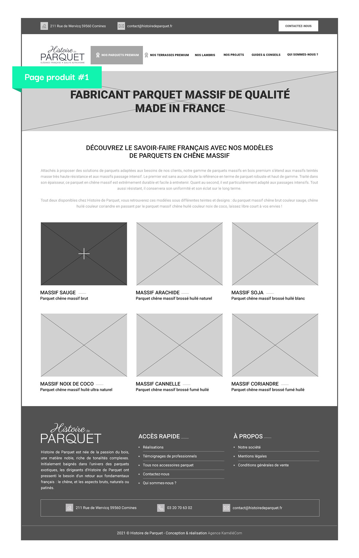 Wireframe page Massif